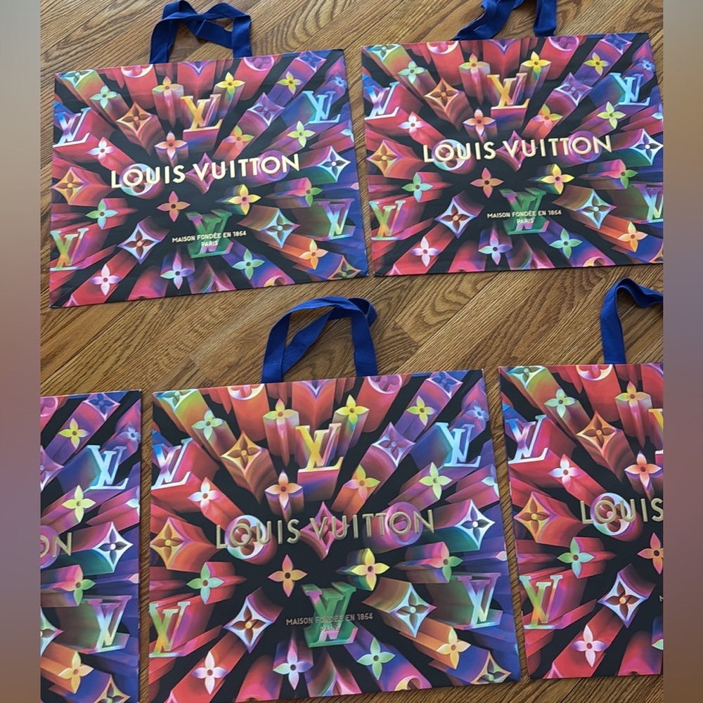 Louis Vuitton lot of 4 Holiday Multicolor Monogram Paper Shopping Bag
